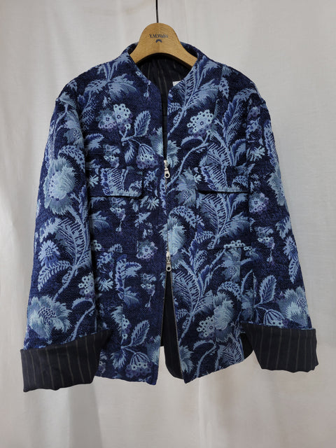 Stand Collar Jacquard Blouson|スタンドノーカラー逆開ZIPブルゾン