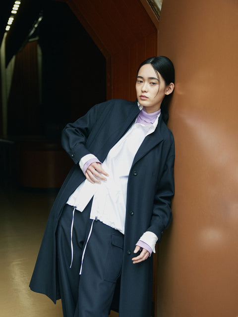 Bottleneck Inverted Pleats Coat|ボトルネックインバーテッドプリーツコート
