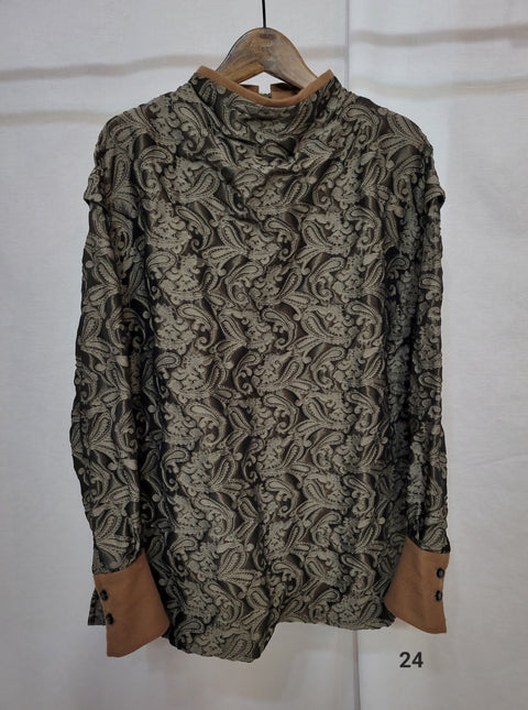 Cowl Neck Jacquard Blouse|カウル衿ブラウス