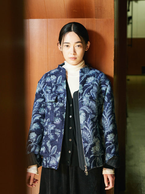 Stand Collar Jacquard Blouson|スタンドノーカラー逆開ZIPブルゾン