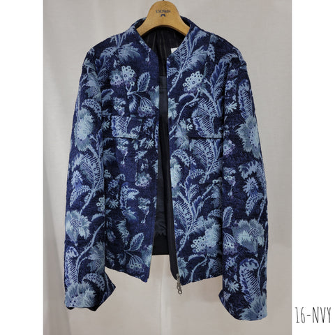 Stand Collar Jacquard Blouson|スタンドノーカラー逆開ZIPブルゾン